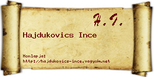 Hajdukovics Ince névjegykártya